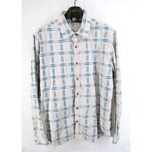 Carbon 2 Cobalt Flannel Shirt Mens Large Blue White Check Plaid Button Up